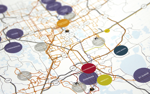 Map design of Orlando for Amazon HQ2.O Orlando Economic Partnership Proposal