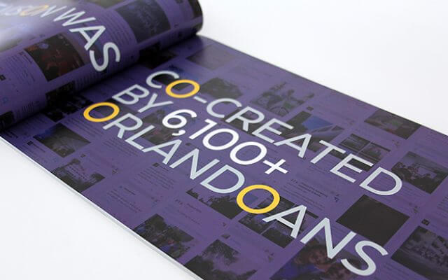 closeup of brochure spread for Project DTO