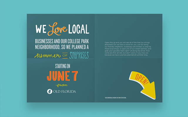 Summer of Surprises brochure for College Park and Old Florida National Bank