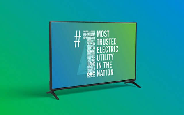 TV Screen for OUC #1 Most Trusted Electric utility in the nation