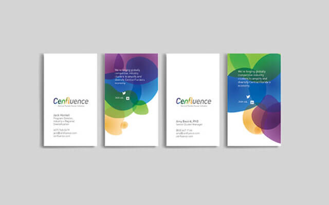 Cenfluence Business Cards designed by Prismatic Branding Agency in Orlando